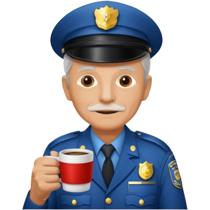 police officer elderly with coffee emoji