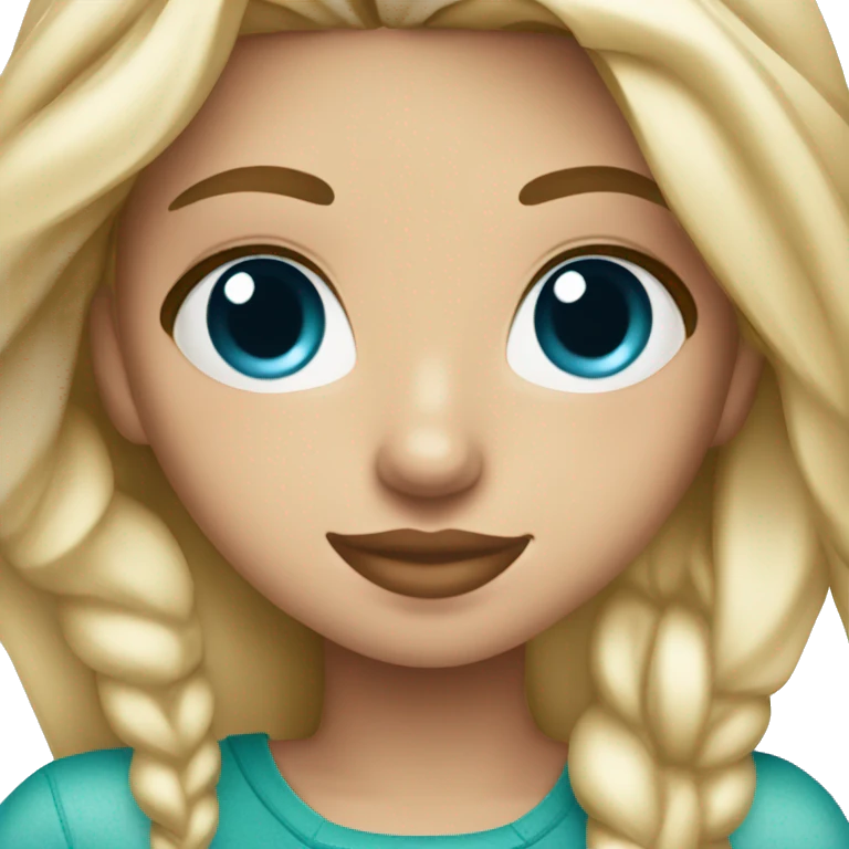 blonde girl blue eyes with Starbucks cup drink emoji