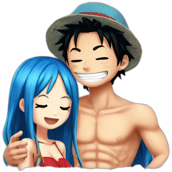 luffy et Nami bisous emoji