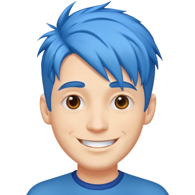 Happy Man strange  blue hair head emoji