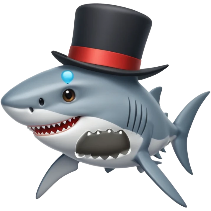 Shark with a top hat emoji