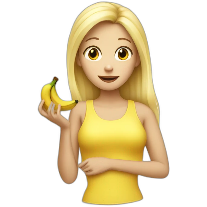 Blonde woman eating a banana emoji