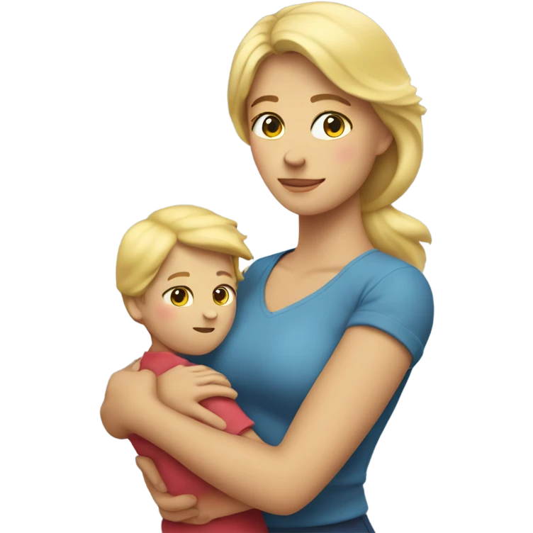 Blonde Mother holds her  big heart in her arm emoji