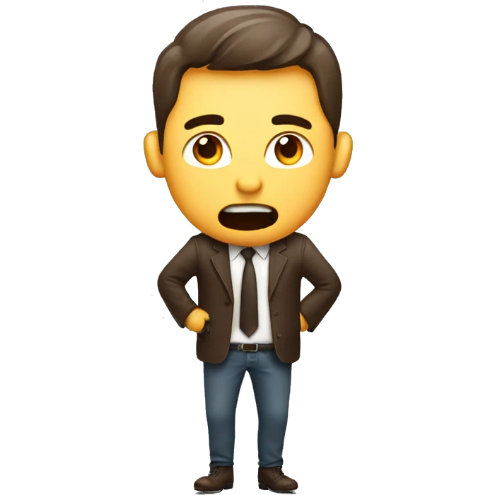 a man who has coffee dripping from his pants emoji