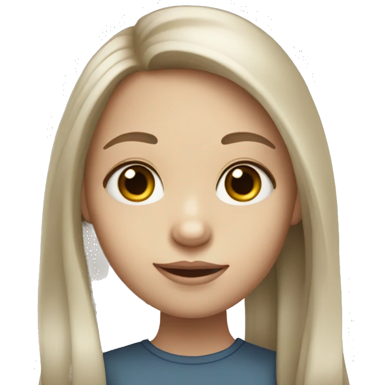 Girl with white skin tone, big eyes, small lips, big nose, long hair
 emoji