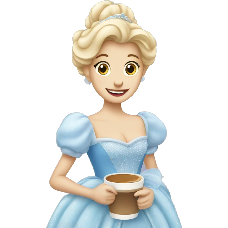 Cinderella the princess with latte emoji