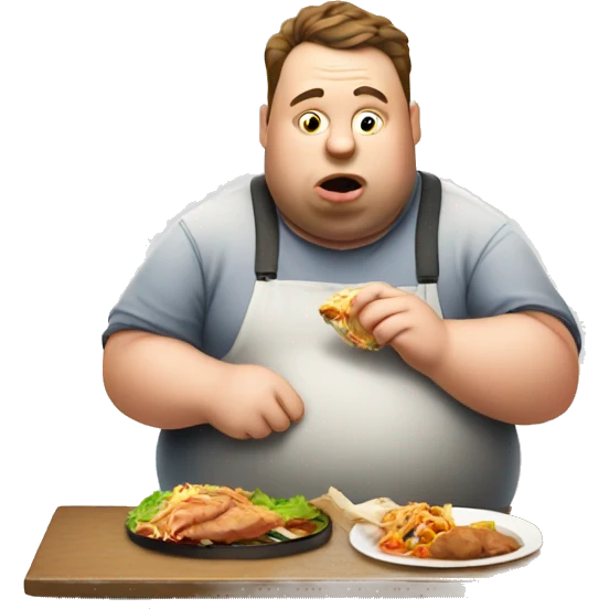 Fat man eating non veg  emoji