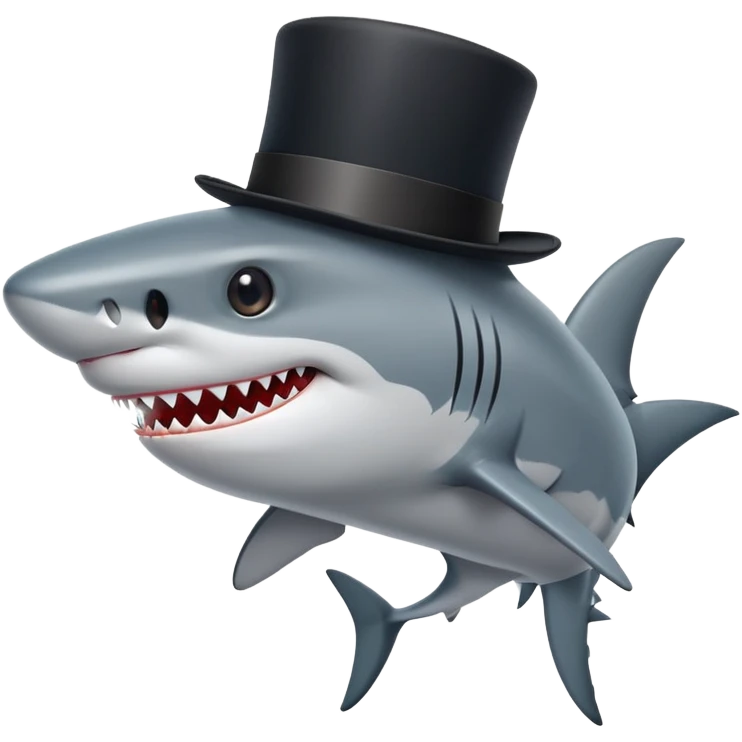 shark wearing a fancy black top hat emoji