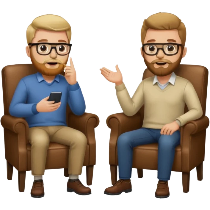 Tow guys in a chair asking emoji