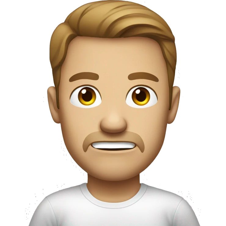 Angry CFO - light brown hair, greyeyes, wearing white t-shirt emoji