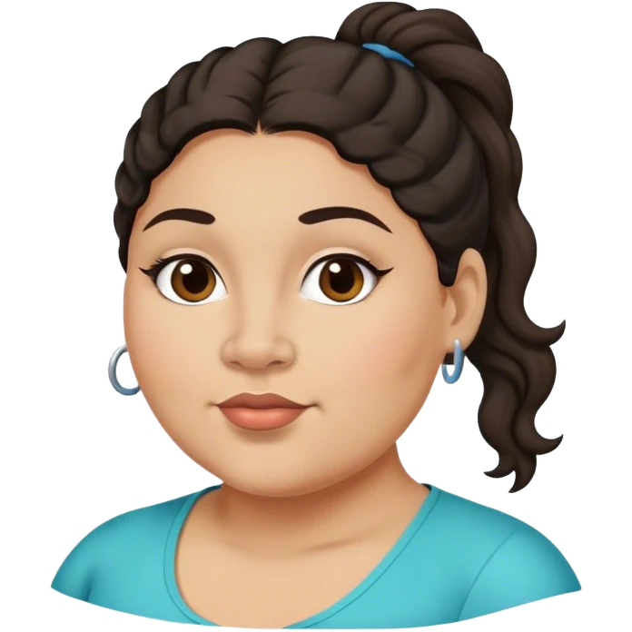  plus size light skin latino women with wavy dark hair in pony tail flat wide nose  emoji