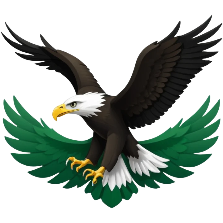 A flag I. This design 🇧🇫 is half green and half white from the bottom and an eagle with its sign spread in the middle and the eagle should be a full black silhouette. emoji