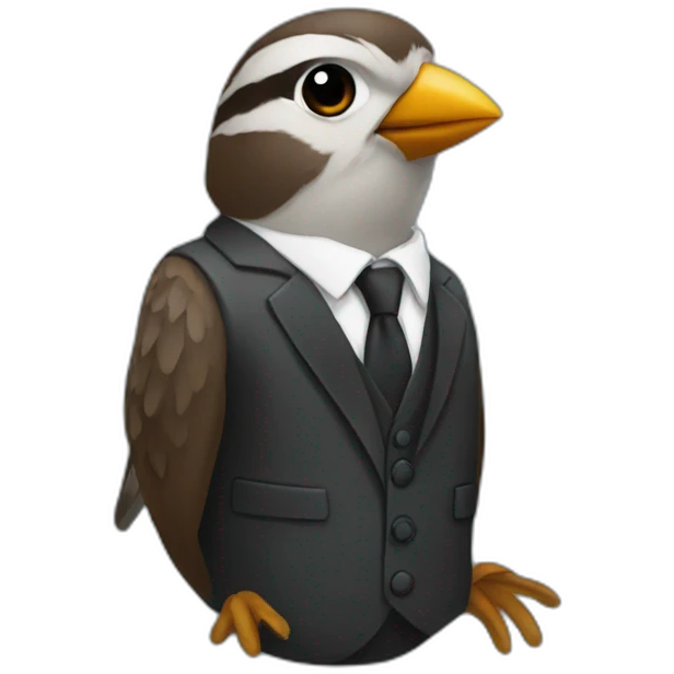 Sparrow in suit emoji