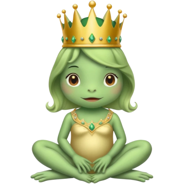 cute frog princess sitting on bed emoji