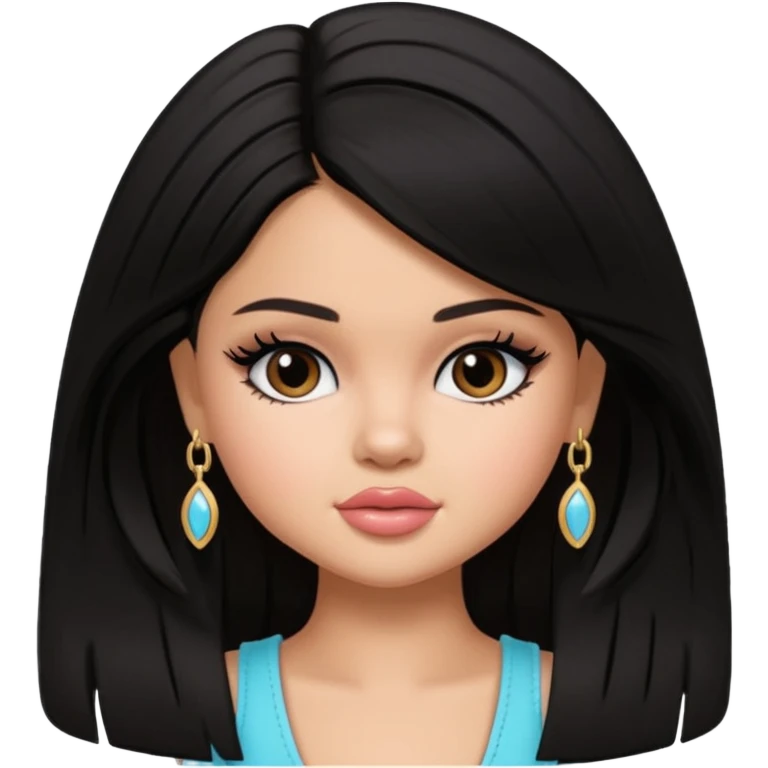 selena gomez as pretty bratz baddie, black hair emoji
