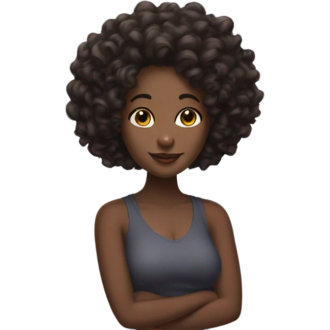 black girl with long, tight curly hair, curvy figure emoji