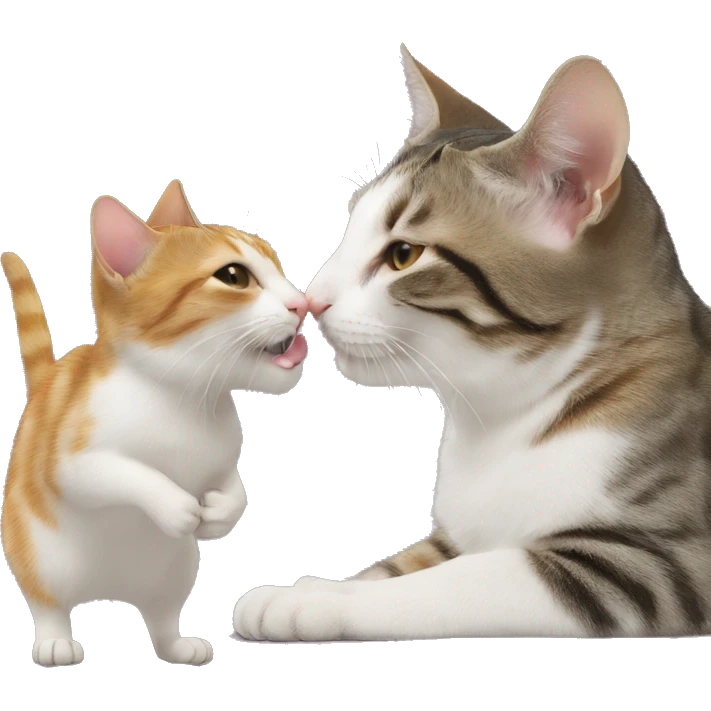 A cat is kissing a mouse emoji