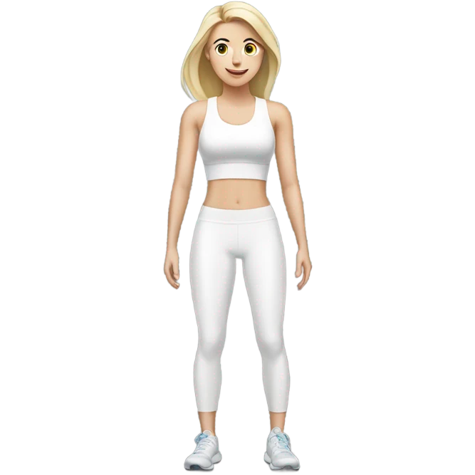 white girl  in light white clothes exercising emoji