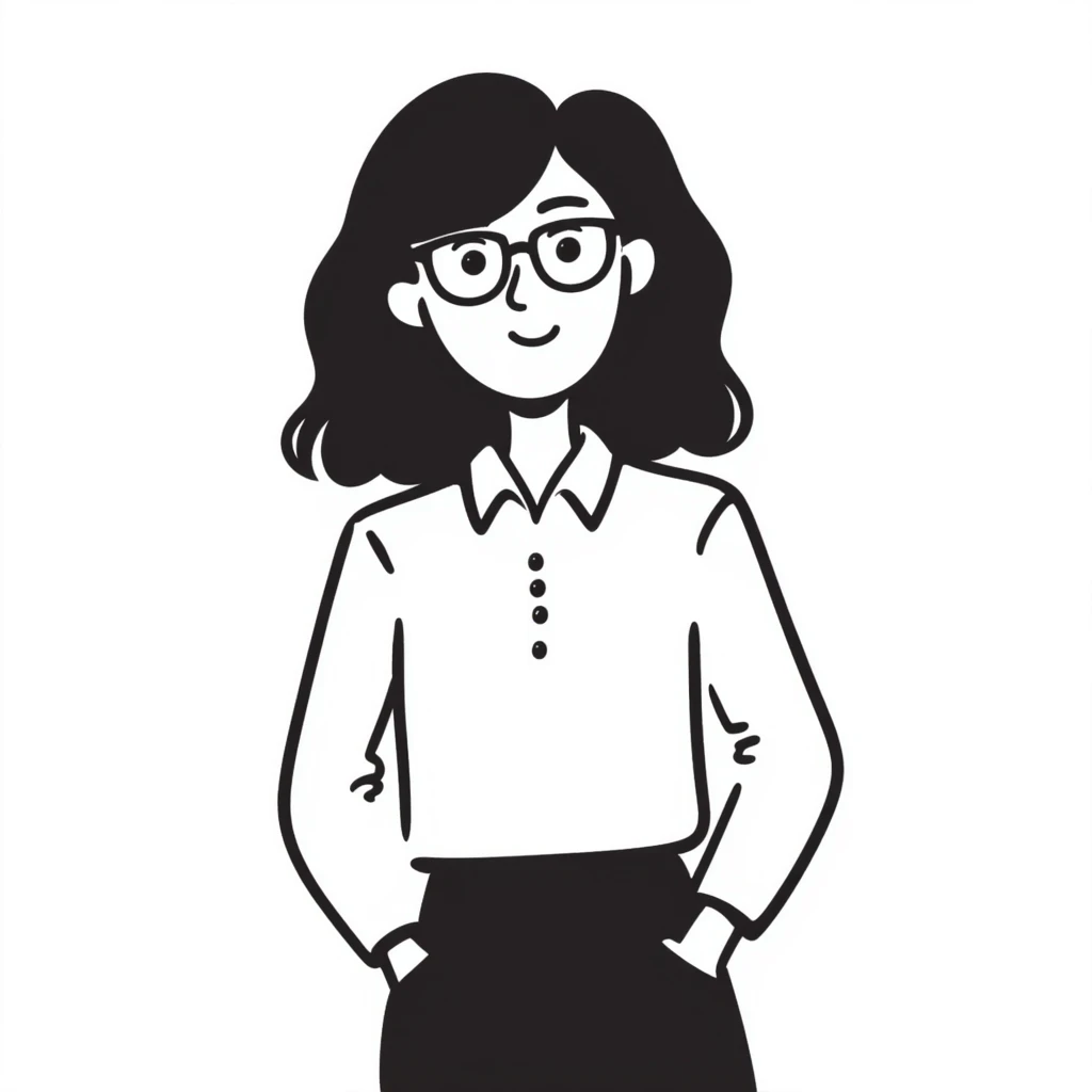 business lady with black rimmed glasses emoji