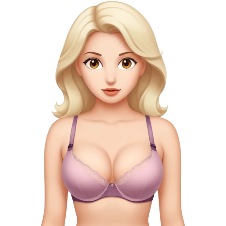 Woman with bombastic boobs with bra emoji
