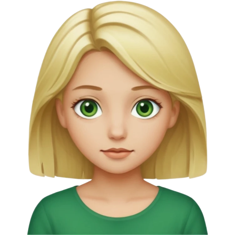 Blonde girl with medium hair and green eyes emoji