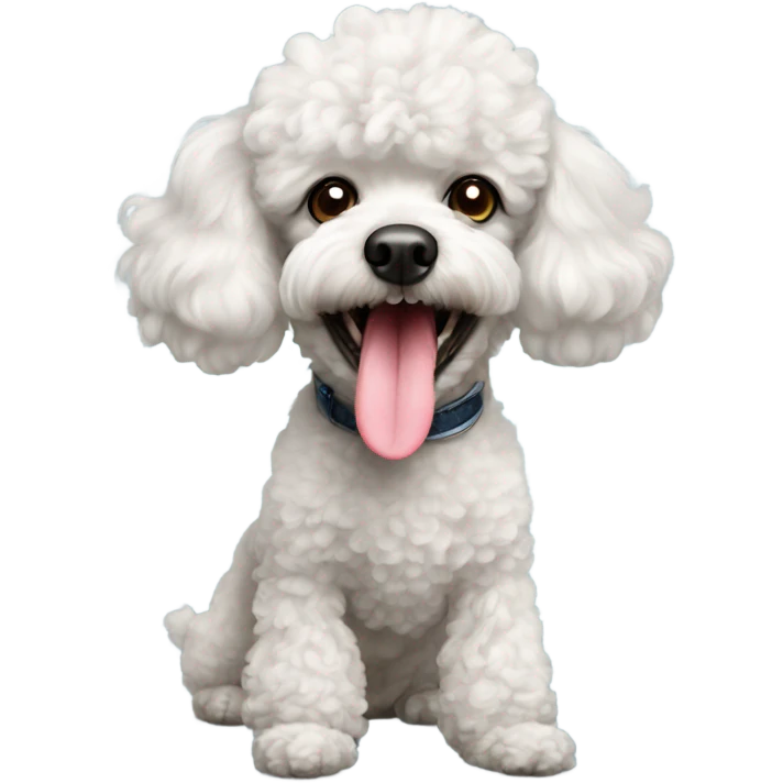Miniature poodle with tongue out emoji