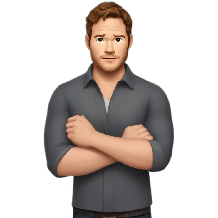 Chris Pratt brunette cartoon serious emoji