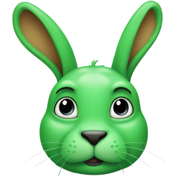 Green rabbit with long ears pointing down emoji