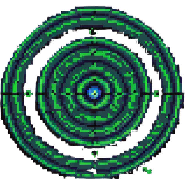 A target with navy rings and a vibrant green bullseye emoji