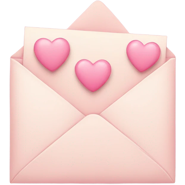romantic letter with pastel pink hearts emoji