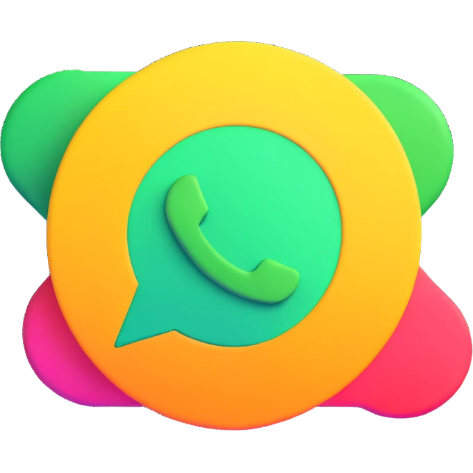 WhatsApp logo, 3D effect, vibrant colors, playful style emoji