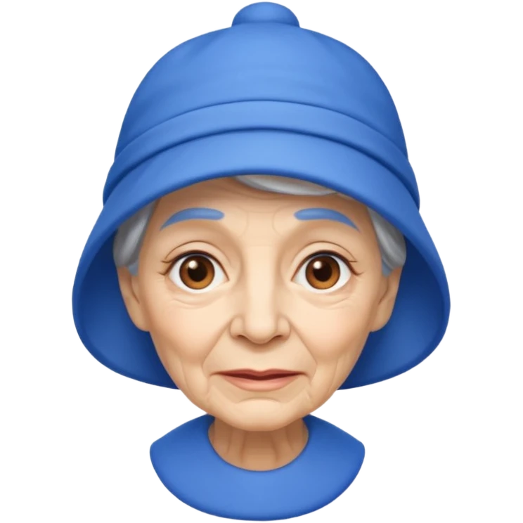 elderly woman with blue hat emoji