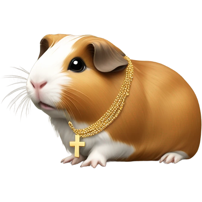 Guinea pig wearing a necklace with a holy cross pendant emoji
