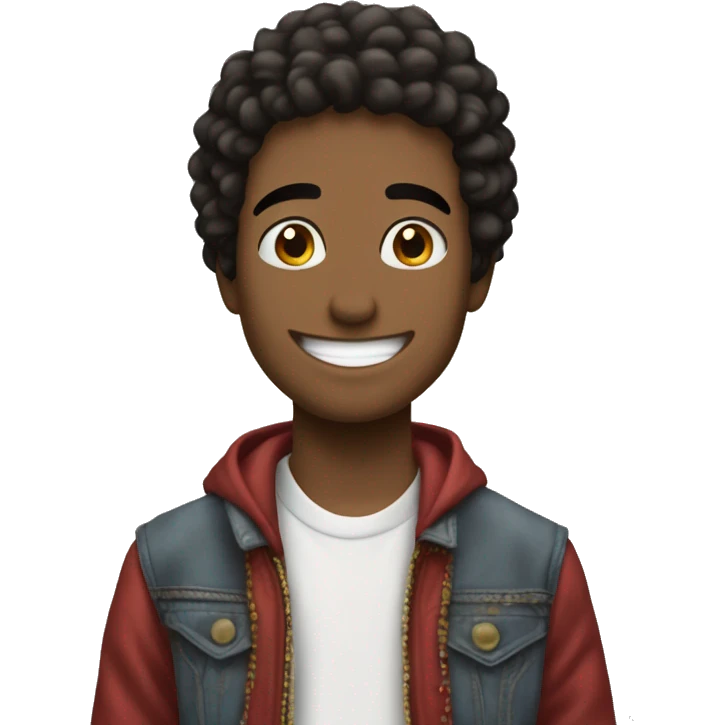 Chico joven Albanes sonriendo peace and love emoji