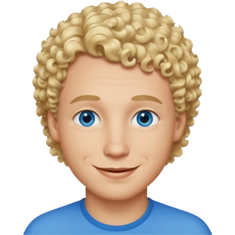 Man with blue eyes, short curly blonde hair and thick lips emoji