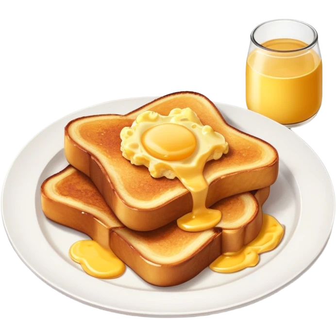 french toast and scrambled eggs on white plate emoji