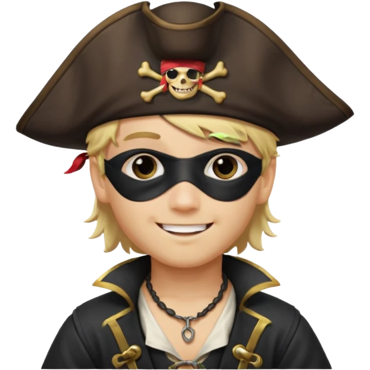 boy with blond hair that is dressed as a pirate emoji