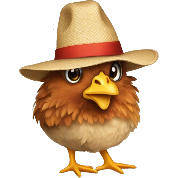 hen with hat emoji
