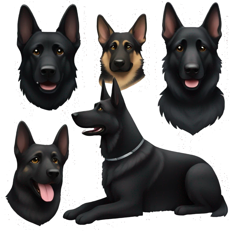 Large black German shepherd and smaller black German shepherd emoji
