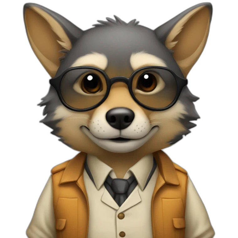 Chubby Jackal whit profesor outfit emoji