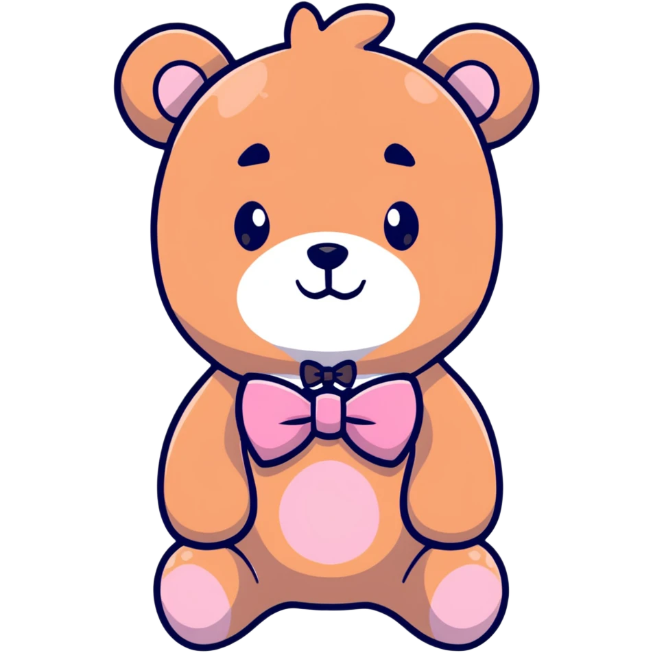 light pink teddy bear with pink bow tie emoji
