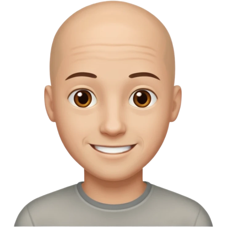 homme chauve jeune sans barbe yeux marrons sourrir emoji