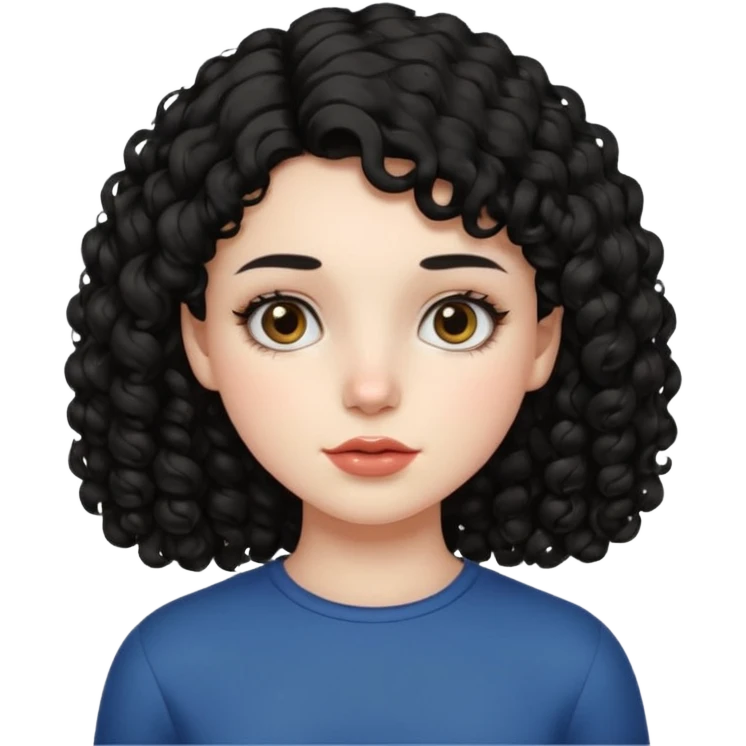 Side part black curly hair girl with mole above left side of lip pale skin  emoji