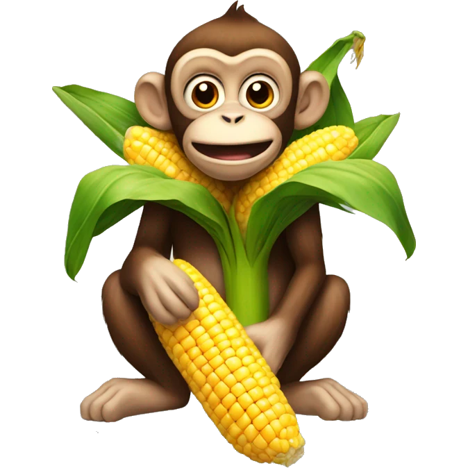 monkey pooping out a piece of corn emoji