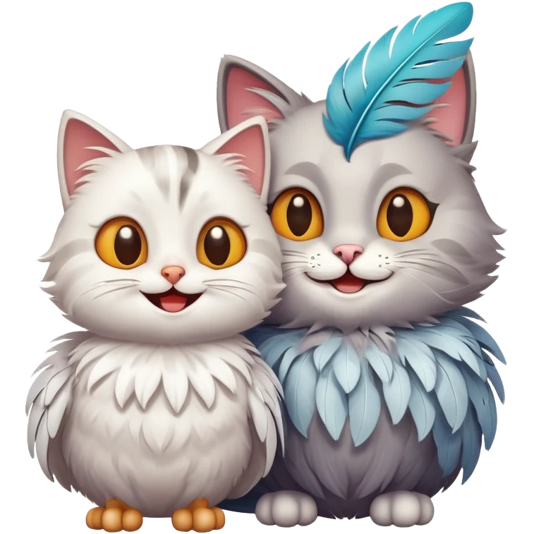 Cat and bird looking happy  emoji