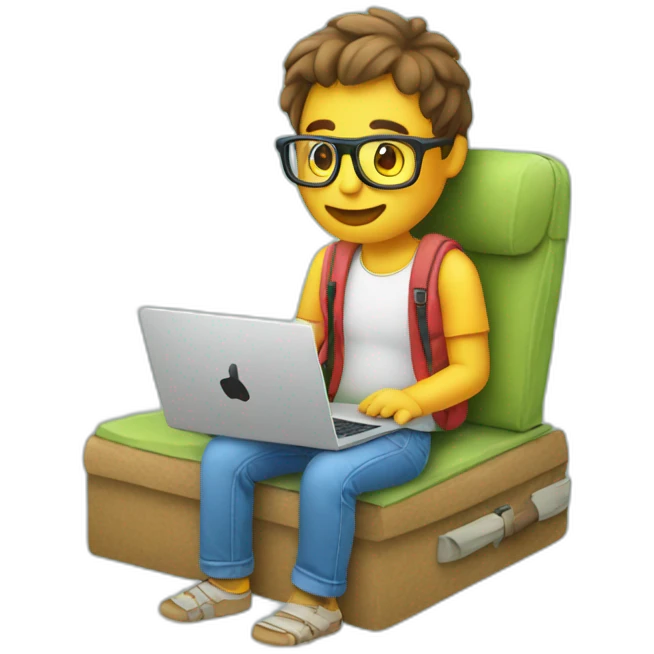 programmer with laptop on vacation emoji