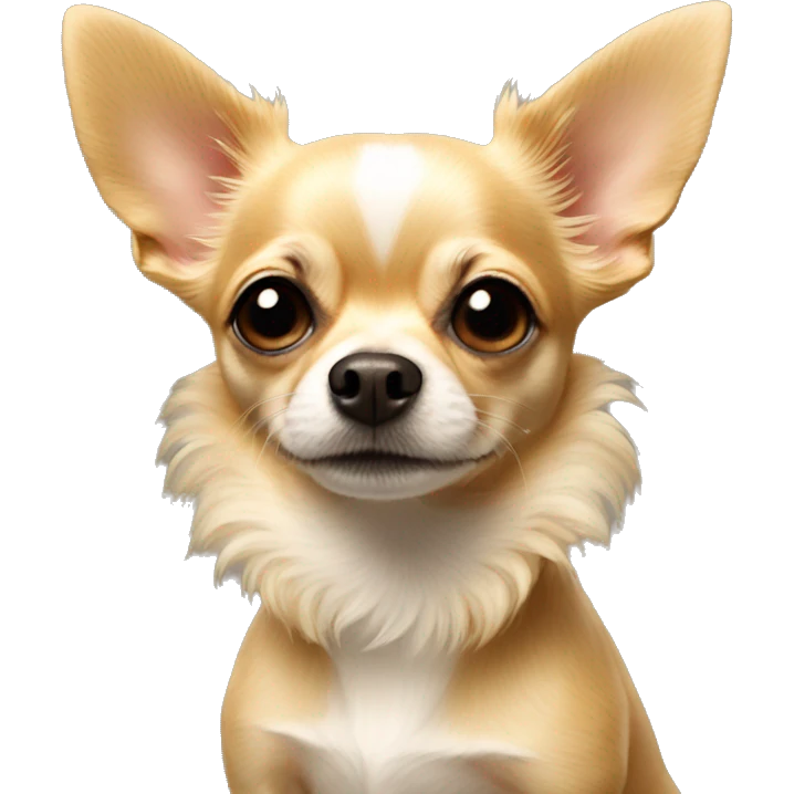 a blonde chihuahua with terrier textured fur and a bump on her lip emoji