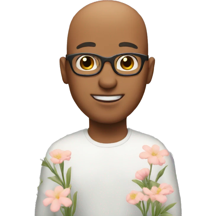 Bald guy with flowers emoji