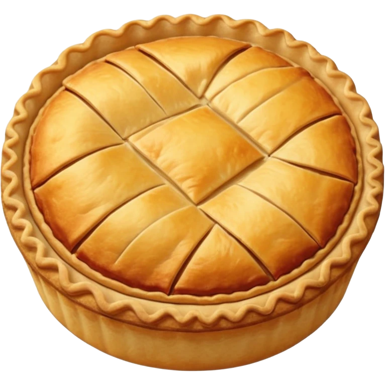 round baked pie, golden crust with subtle top pattern emoji