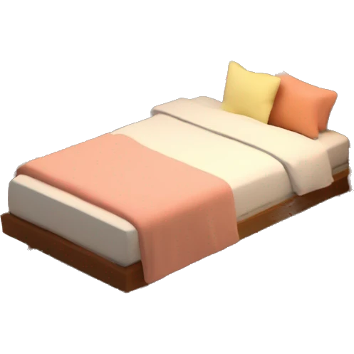 isometric-3d-cute-small-bedroom--mid-century modern-interior emoji